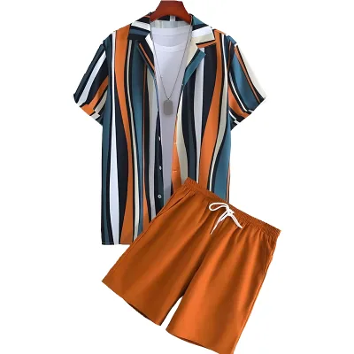 Beach Clothes for Men 2 Piece Set Quick Dry Hawaiian Shirt and Shorts Set Men Fashion Clothing Printing Casual Outfits Summer