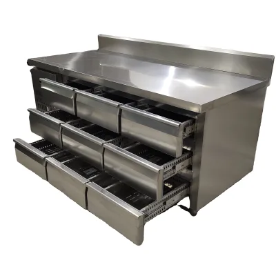 1.5m 1.8m Stainless Steel 110v 220v Horizontal Freezer Fan Cooling and Refrigerating Drawer Operation Table Freezer