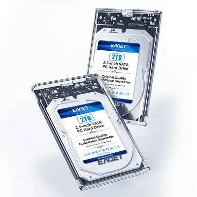 EAGET 2.5 Inch 3.0 USB Hard Drive Box Case Acrylic & Plastic Transparent Enclosure with External Interface