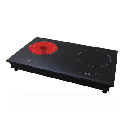 Newly Launched Top Long Shape Double Cooking Zone Colorful Plate Industrial Professional Induction+Infrared Cooker