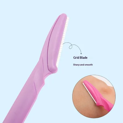 Wholesale Beginners Simple Straight-Handle Eyebrow Trimmer Stainless Steel Barrel Bag-Packed Sharp Hair Removal Razor Eyebrow