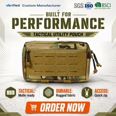 Tactical Camouflage Molle Pouch Utility Waist Bag Laser Cut Admin Pouch for Vest Belt Outdoor Gear