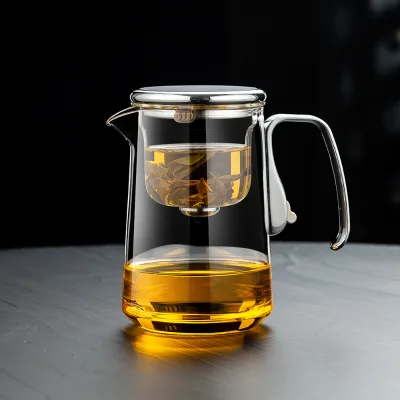 Elegant Home Tea Pot with New Full Glass Inner Tank Modern Design Lid  for Party Tea Brewer Glass Tea Set