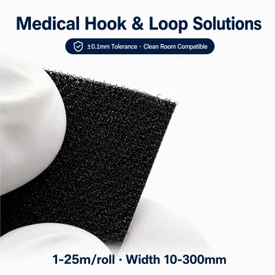 Medical Grade Hook Loop Fastener Solutions, OEKO-TEX Certified, Biocompatible, 1-25m/Roll, 10-300mm Width