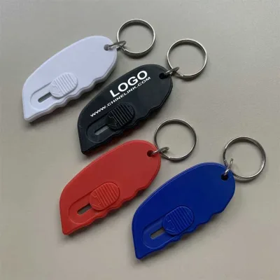 Promo Gift Idea Envelope Opener Portable Mail Opener Mini Utility Knife Safety Mail Cutter with Keychains