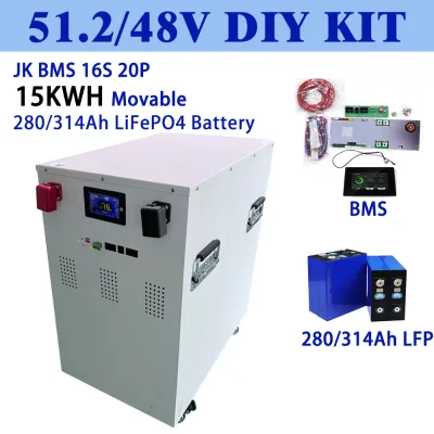 Lithium Ion Batteries Pack DIY LiFePO4 Battery Housing 48V 51.2V 200A BMS 300Ah 280Ah 314Ah with SOC Meter DC Breaker