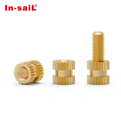 Knurled Injection Molded in Copper Nut, Single Twill Knurled Nuts for Laptop and Automotive Tool M3 M4 M5 M6