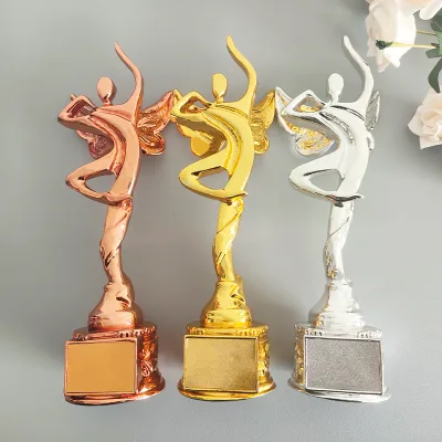 Honor of Crystal Dance Competition Trophies Resin Gold Silver Bronze Trophy Awards for Dancer