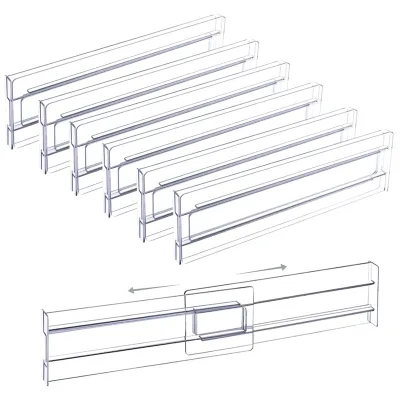 Plastic Transparent PS Desk Organiser Adjustable Drawer Dividers for Cupboard Wardrobe Kitchen Underwear Socks Storage