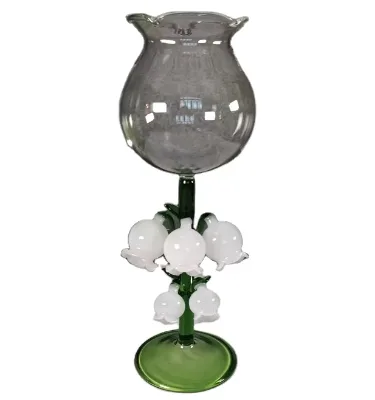 Wholesale Custom Green Three-dimensional Bell Orchid Cup High Borosilicate Glass Wine Glass