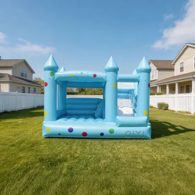 Bounce House Blower Bounce House Banners with Dot Blue Customized White Bounce House with Slide