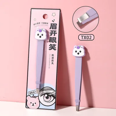 LMLTOP Low MOQ Color Coated Eyebrow Tweezers Set Stainless Steel Precision Hair Removal Brow Tweezers With Packing