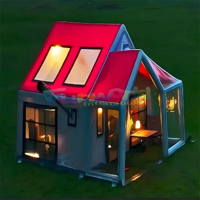 Inflatable glamping party air tent outdoor waterproof canvas uv protected tante de camping tent with cotton pvc fabric