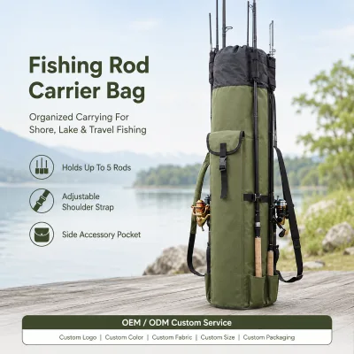 OEM Custom Outdoor Accessories Oxford Cloth Multi Functional Large Fishing Bag Waterproof Fishing Rod Sea Rod Pouch Tool Case