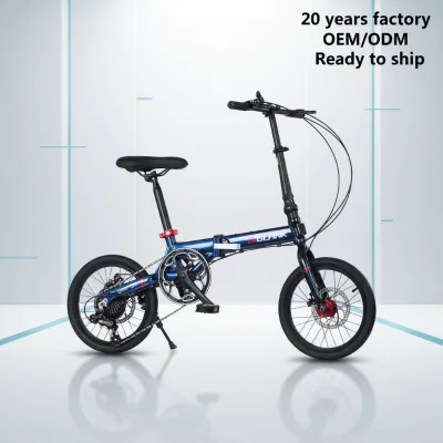 Factory Price in Stock 16 Inch Disc Brake Aluminum Frame 7 Speed Bearing Components Lightweight Foldable Bike 125-180cm Fit