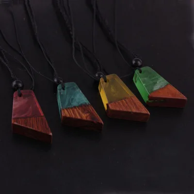 Transparent Handmade Epoxy Wood Pendant Necklaces for Women Clear Resin Wooden Choker Necklace Wedding Bridal Jewelry