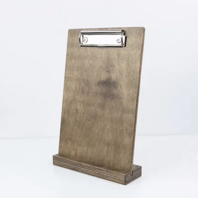 Restaurant Store Display Table Stand Menu Holder Clip Board Wooden Sign Holder