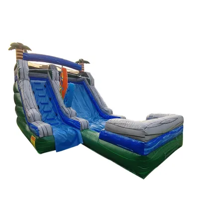 15 Ft Blue Crush Commercial Grade Waterslide Inflatable Pool Slide for Lake Premium Inflatable Trampoline