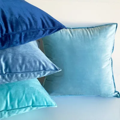 Aqua Velvet Cushion Cover Geometric Navy Cushion Cover Suitable for Home Daily Life Use