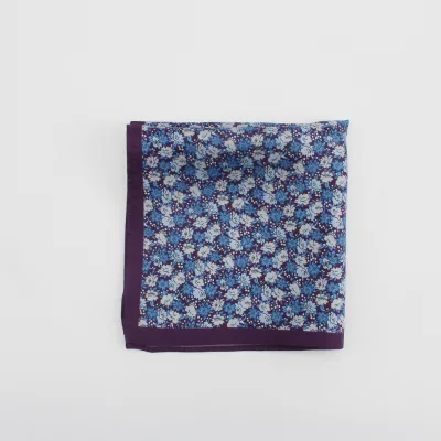 Silk Fashion Design Mens Printed Pocket Square and Machine Rolling Custom Hanky