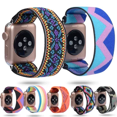 Elastic Nylon Sport Band for Apple Watch 44 40 45mm Strap Fabric Watch Band