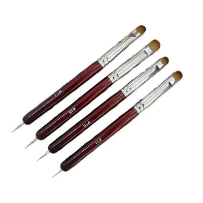 High-End Double-Headed French Nail Art Gel Brush Mahogany Acrylic Wood Handle with Nylon Factory Wholesale Order