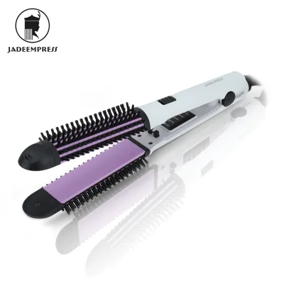 Private Label PTC Heating up Hair Brush Straightener and Curling Save Time Hot Comb 2 in 1