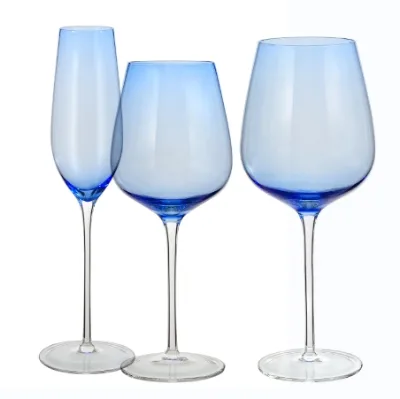 Handmade Luxurious Crystal Blue champagne Glasses, White Red Wine Wedding Glasses Set