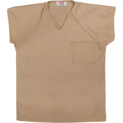 Short Sleeve Prison Wear Issue Uniform Costume Promotion Vintage Loose Fit V Neck Front Pocket La County Jail Tops