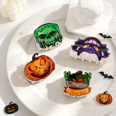 Halloween Hair Claw Spooky Cute Ghost Pumpkin Witch Hat Castle Mummy Design Wholesale Hair Claws
