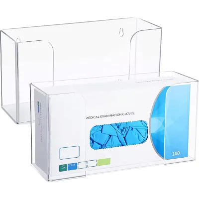 Wall Mount Floating Clear Single Acrylic Gloves Box Holder Acrylic Mask Dispenser