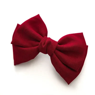 New Design Large Pure Color Fabric Bow Barrette Hair Clip for Women Hair Accessories