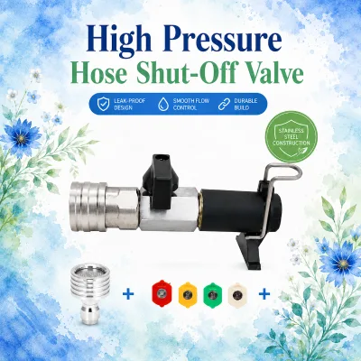 High Pressure Hose Shut Off Valve, Water Flow Control Adapter with Quick Connect Design for Pressure Washer Accessories