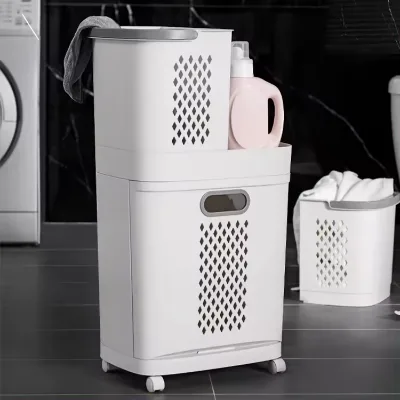 Bathroom Organizer Storage Holders & Racks Rolling Plastic Laundry Storage Basket