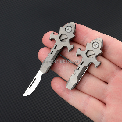 Portable Titanium Alloy Handle Folding Knife Camping Steel Blade Tactical Pocket Knife with Bottle Opener