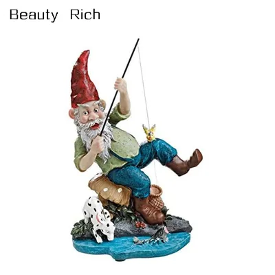 Polyresin/Resin Garden Gnome Statue - Gone Fishing Garden Gnome  Outdoor Garden Gnomes  Funny Lawn Gnome Statues