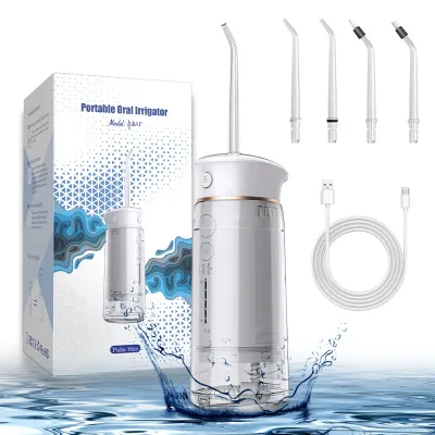 High Pressure Travel Plastic IPX7 10w Portable Dental Water Flosser Minimalist Retractable Water Flosser Black Waterflosser