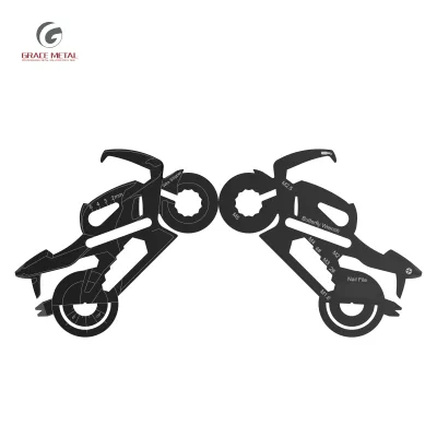 18-in-1 Metal Racing Motorbike Shaped Anniversary Keychain Customized Silk Screen Printing Fun EDC Promotional Gift Bottle