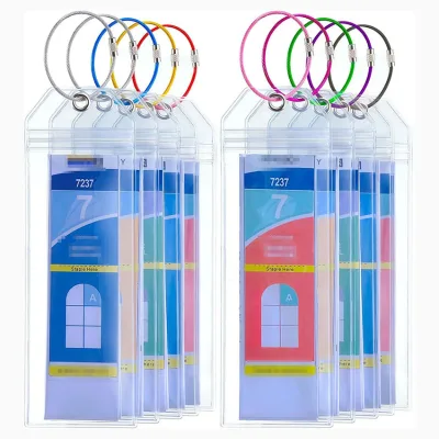 Custom Style Waterproof Luggage Tag Sleeve Reinforced Steel Loop Clear PVC ID Case Cruise Tag Holder for Cruise Ship Travel