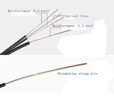 Gcabling Ftth Drop Fiber Cable GJYXCH 1 Core Steel Reinforced G657A2 Solid Conductor