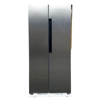 Stainless Steel Double Door Refrigerator with Adjustable Shelves 110v Side-by-Side Refrigeratorfor Home Kitchen Use