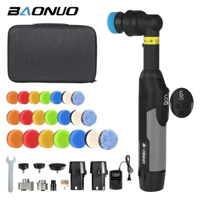12V Cordless Nano Mini DA Polisher Kit | 6000RPM Precision Dual Action Buffer for Intricate Auto Detailing & Interior Scratches