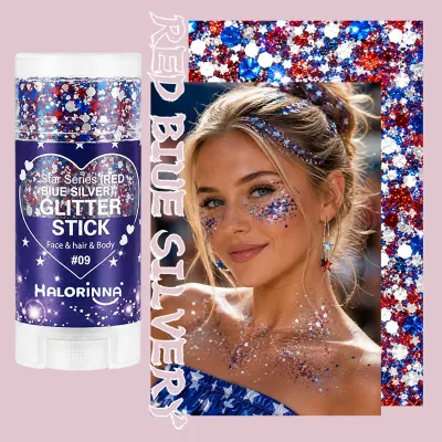 HALORINNA 16g Body Glitter Stick Compact Portable Package Fine Glitter Adheres Well Less Fallout Long-lasting Wear for Makeup