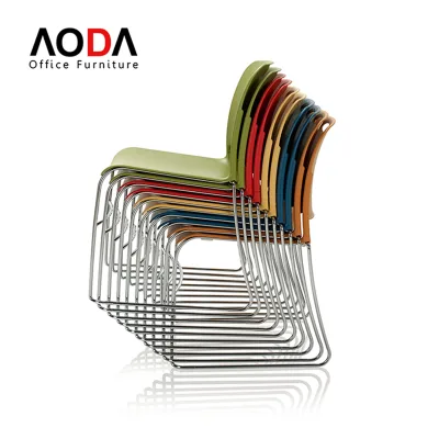Europa Minimalist Design High-Density Poly Stack Chair With Non Slip Glides Reception Chair for Office Project Visitor Chair