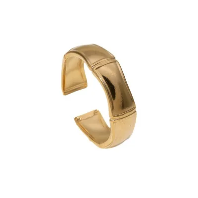 European and American Fashion Simple Style Bamboo Ring Women Ins Style French  Vintage  Opening 18K Gold-plated Bamboo Ring