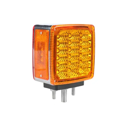 Double Face Square 39 LED Fender Pedestal Stud Mount Turn Signal Light Lamp For Peterbilt FREIGHTLINER KENWORTH etc