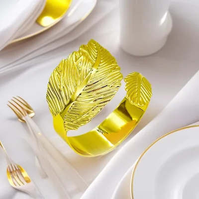 Cross-border Best-selling Fashionable Modern Minimalist Iron Leaf Napkin Rings and Clips for Gatherings Parties Table Setting