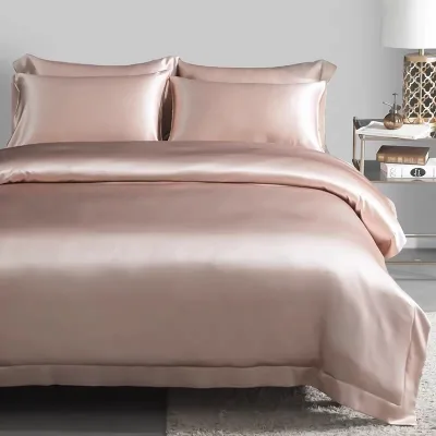 Oeko-Tex Qualified Luxury Silk Satin Bedding Pure Mulberry Silk Duvet Cover Set 19MM 22MM 25MM Silk Sheets Bedding Set