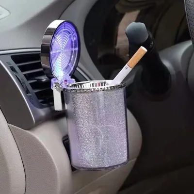 Car Ashtray with LED Light  Container Ashtray Gas Bottle Smoke Cup Holder Storage Cup Car Supplies