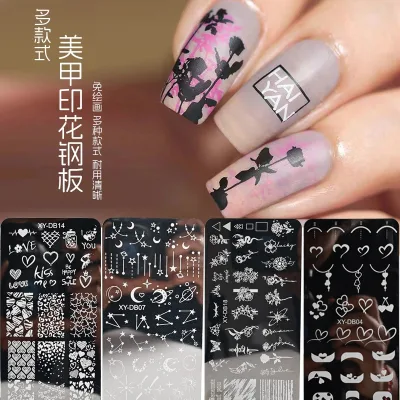 Nail Art Stamping Plate French Line Stripe Design Nail Polish Flower Leaf Printing Stamp Template Tool Manicures Decor